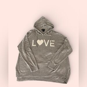 Rachel Zoe Gray Love Hoodie Top 1X